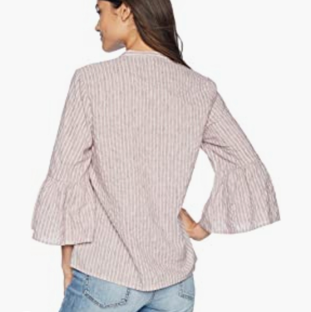 NWOT Lucky Brand Stripe Bell Sleeve Top - Picture 3 of 6